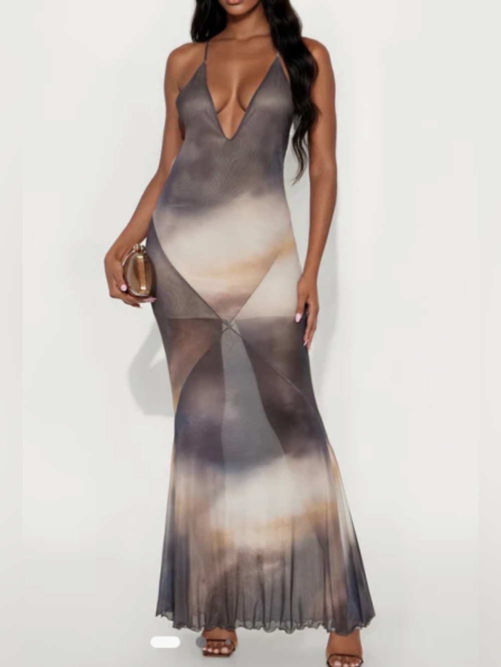 Marissa Mesh Sheer Backless Maxi Dress